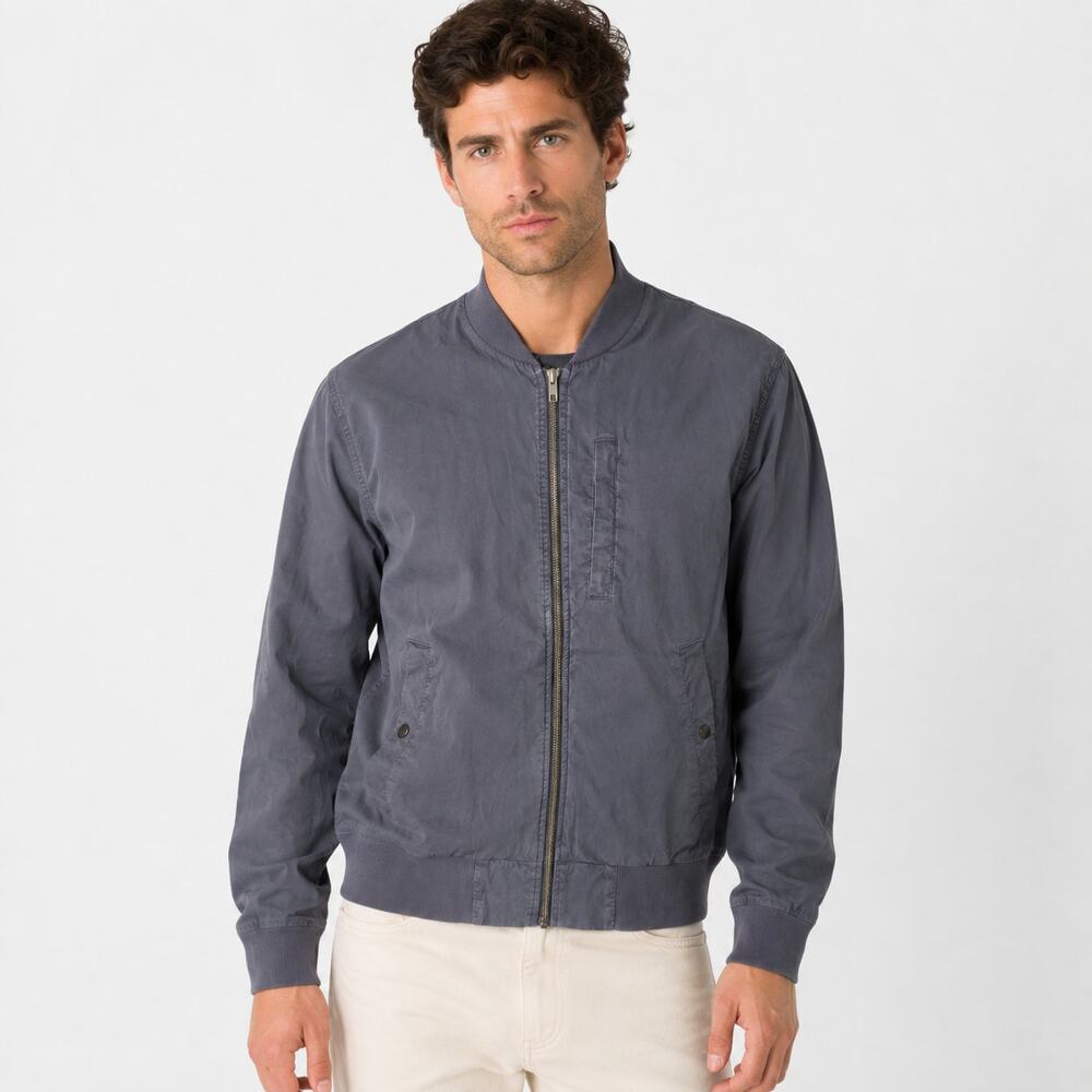 James Perse Bomber Jacket Mens 3 Large Gray Minimalist Cotton Twill Full Zip